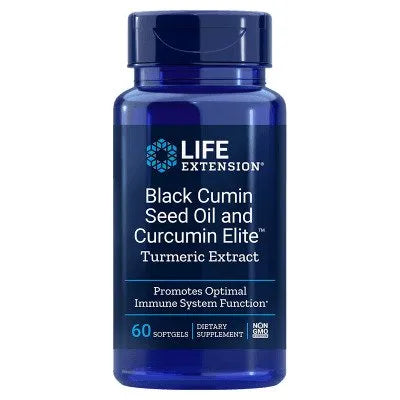 Black Cumin Seed Oil and Curcumin Elite Turmeric Extract - 60 softgels - Life Extension - Papildai