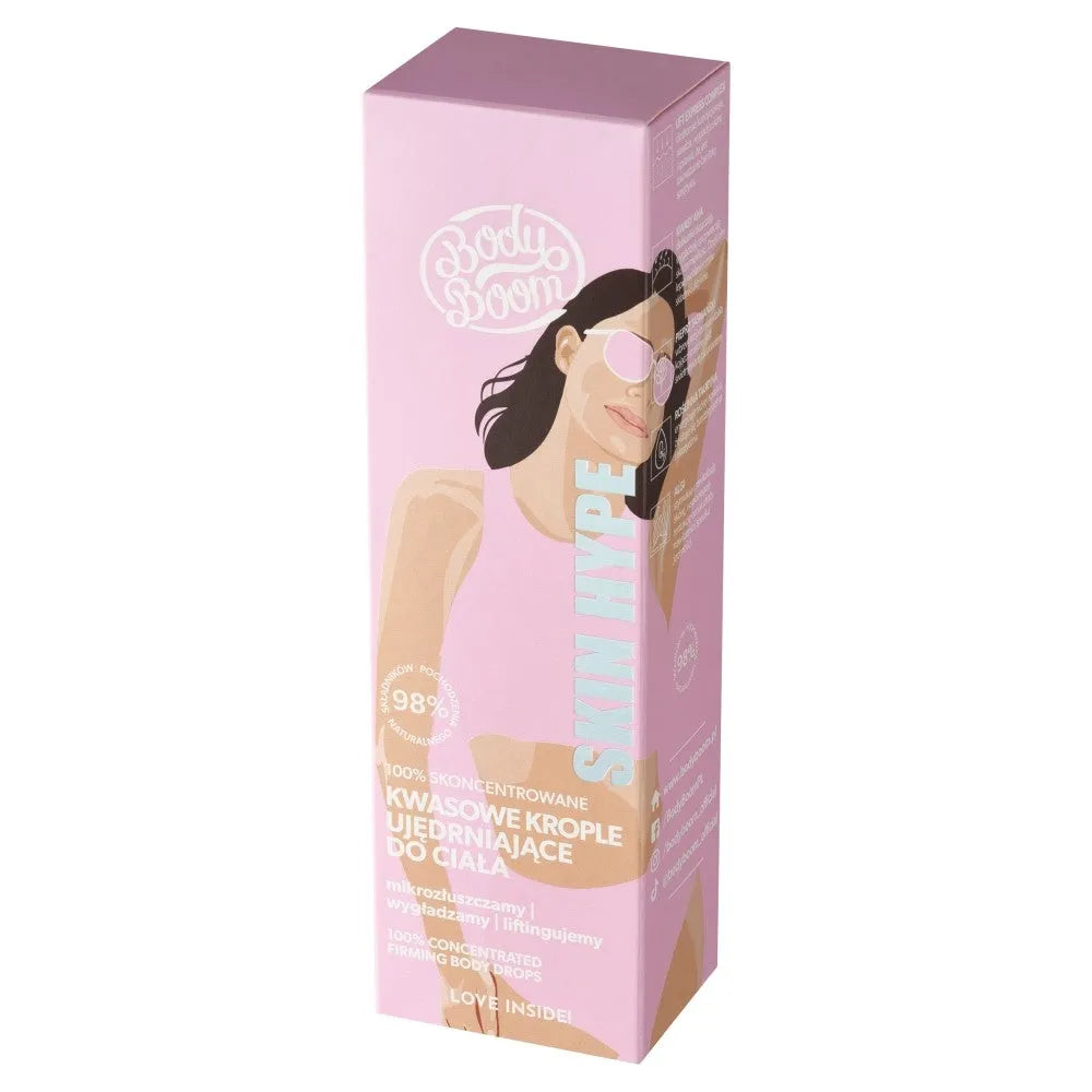BODY BOOM Skin Hype Rūgštiniai stangrinamieji kūno lašai (100% koncentruoti) 100ml - Kosmetika