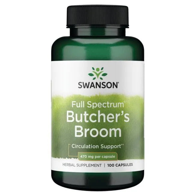Butcher’s Broom - 470 mg - N100 - Dygioji pelžiedė - Swanson - Papildai