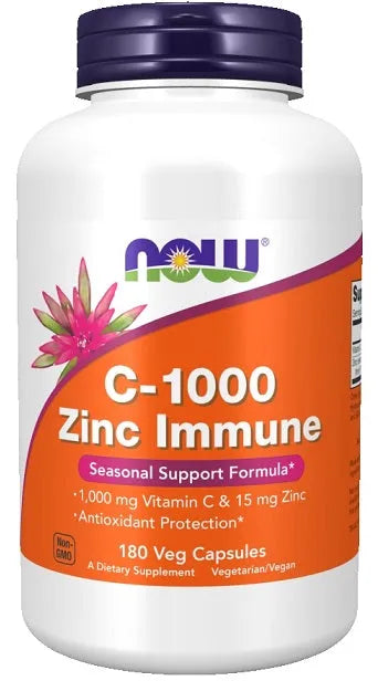 C-1000 Zinc Immune - 180 vcaps - NOW Foods - Papildai