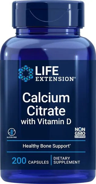Calcium Citrate with Vitamin D - 200 vcaps - Life Extension - Papildai