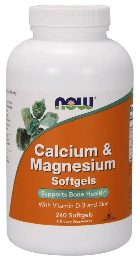 Calcium & Magnesium with Vit D and Zinc - 240 Softgels - NOW Foods - Papildai