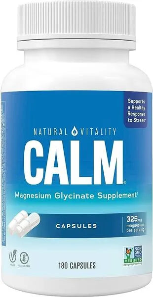 Calm Magnesium Glycinate - 180 caps - Natural Vitality - Papildai