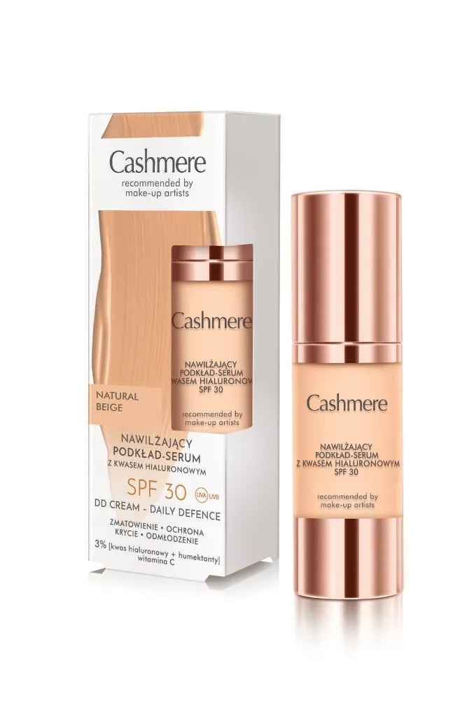 CASHMERE DD Drėkinamasis fondas - serumas su hialurono rūgštimi SPF 30 01 Natūralus bežinis - Kosmetika