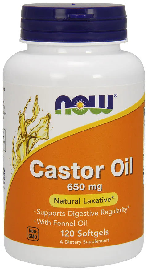 Castor Oil 650mg - 120 softgels - NOW Foods - Papildai