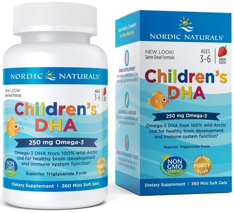 Children’s DHA 250mg Omega-3 Strawberry - 360 mini softgels - Nordic Naturals - Papildai