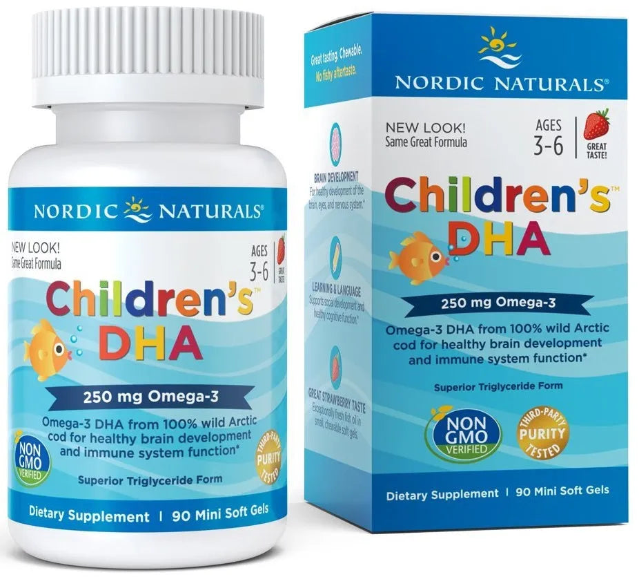 Children’s DHA 250mg Omega-3 Strawberry - 90 mini softgels - Nordic Naturals - Papildai