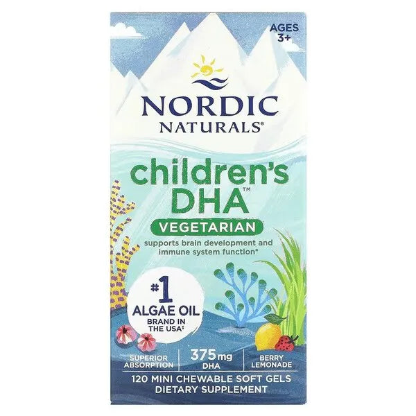 Children’s DHA Vegetarian 375mg Berry Lemonade - 120 chewables - Nordic Naturals - Papildai