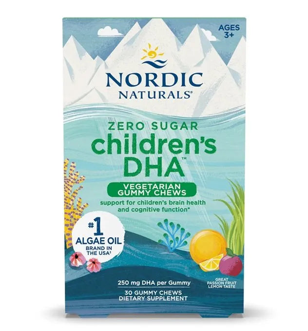 Children’s DHA Vegetarian Gummy Chews 250mg Passion Fruit Lemon - 30 gummies - Nordic Naturals - Papildai