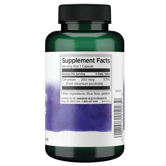 Chromium Picolinate - 200 mcg - N200 - Chromo pikolinatas - Swanson - Papildai