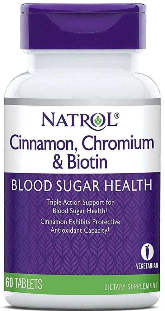 Cinnamon Chromium & Biotin - 60 tabs - Natrol - Papildai