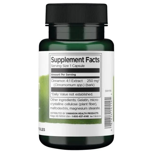 Cinnamon - Cinamono ekstraktas - 250 mg - N90 - Swanson - Papildai
