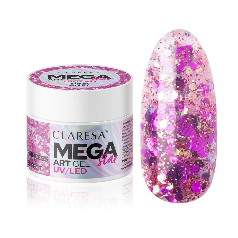 CLARESA N Dekoratyvinis gelis - Megastar Pink Pixel 10 g - Kosmetika