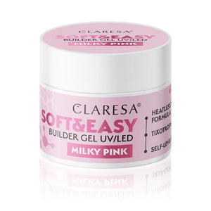 CLARESA Soft&Easy Builder Nagų Statybos Gelis - Pieninis Rožinis 12g - Kosmetika