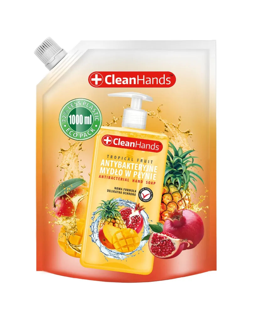 CLEAN HANDS Antibacterial muilas tropiniai vaisiai 1000 ml - Kosmetika