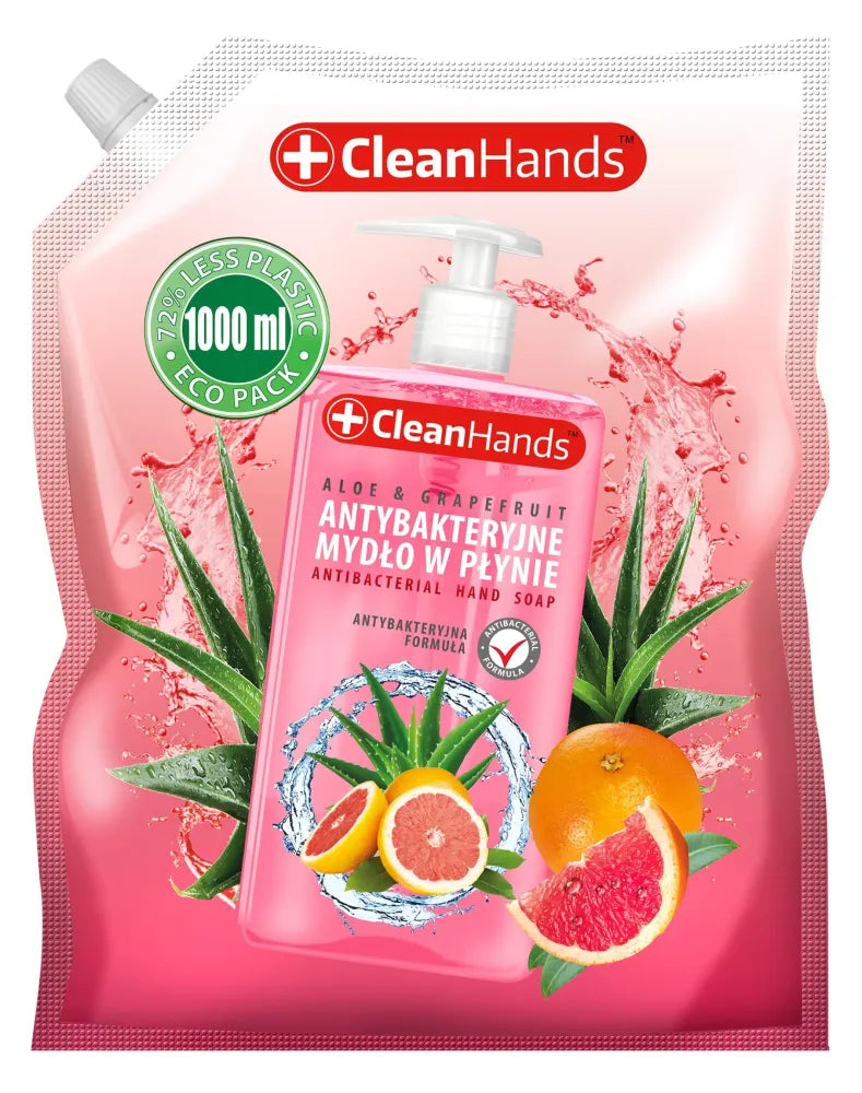 CLEANHANDS Hand Soap Antibacterial Liquid Aloe Vera and Grapefruit - stock 1000 ml. - Higiena