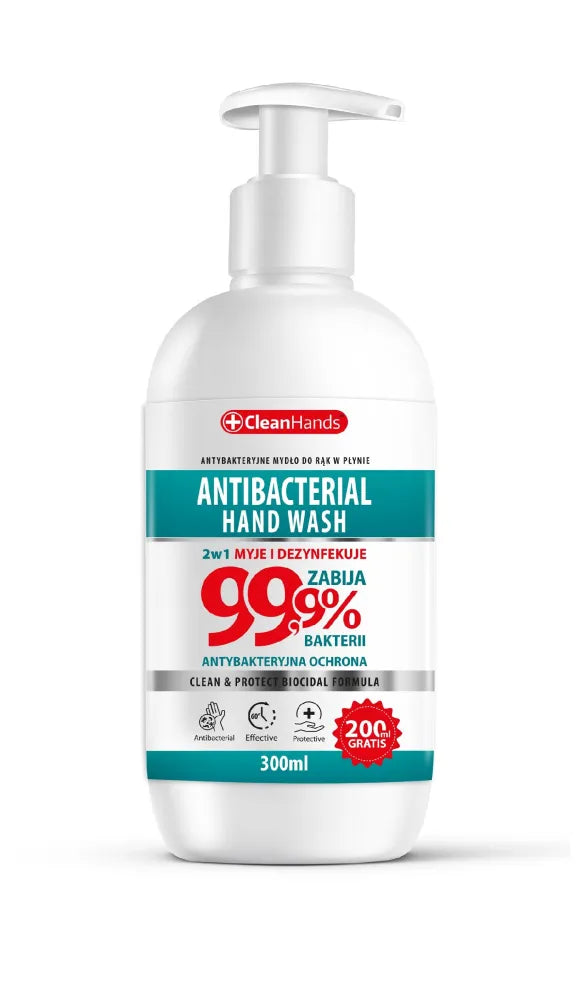CLEANHANDS Hand Wash liquid antibacterial soap Bio formula 99.9% 300 ml - Higiena