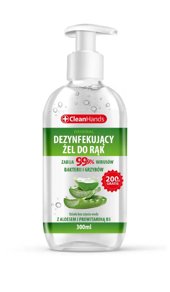 CLEANHANDS Original Antibacterial hand disinfection gel with pro-vitamin B5 and aloe vera 300 ml. - Higiena