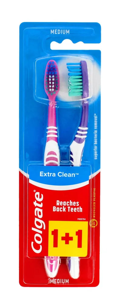 Colgate Duo Extra Clean Medium Toothbrush 1 pakelis - 2 vnt. - Kosmetika