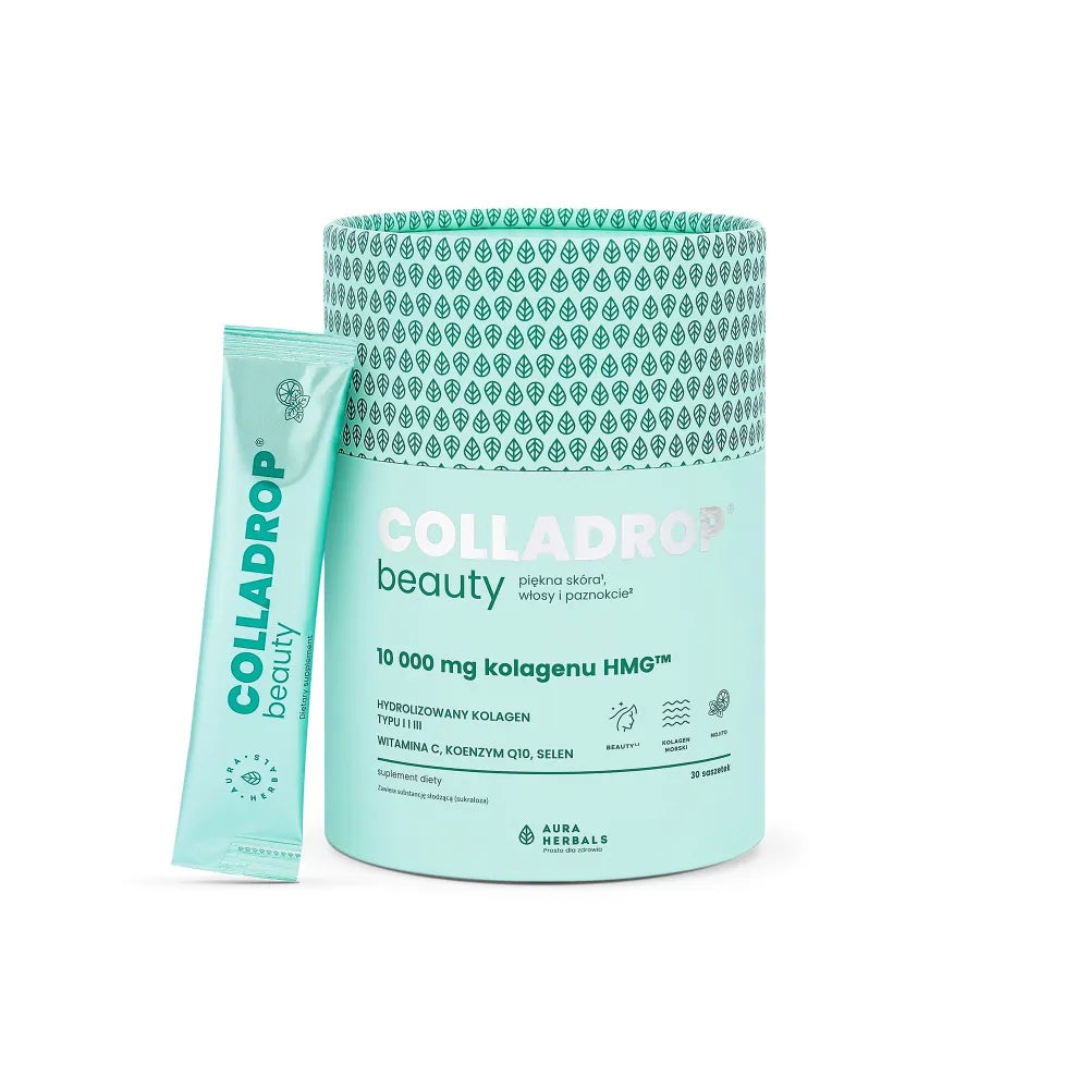 Colladrop Beauty Hydrolyzed Marine Collagen 10000 mg Type I and III - Mojito (30 sachets) - AURA HERBALS - Papildai