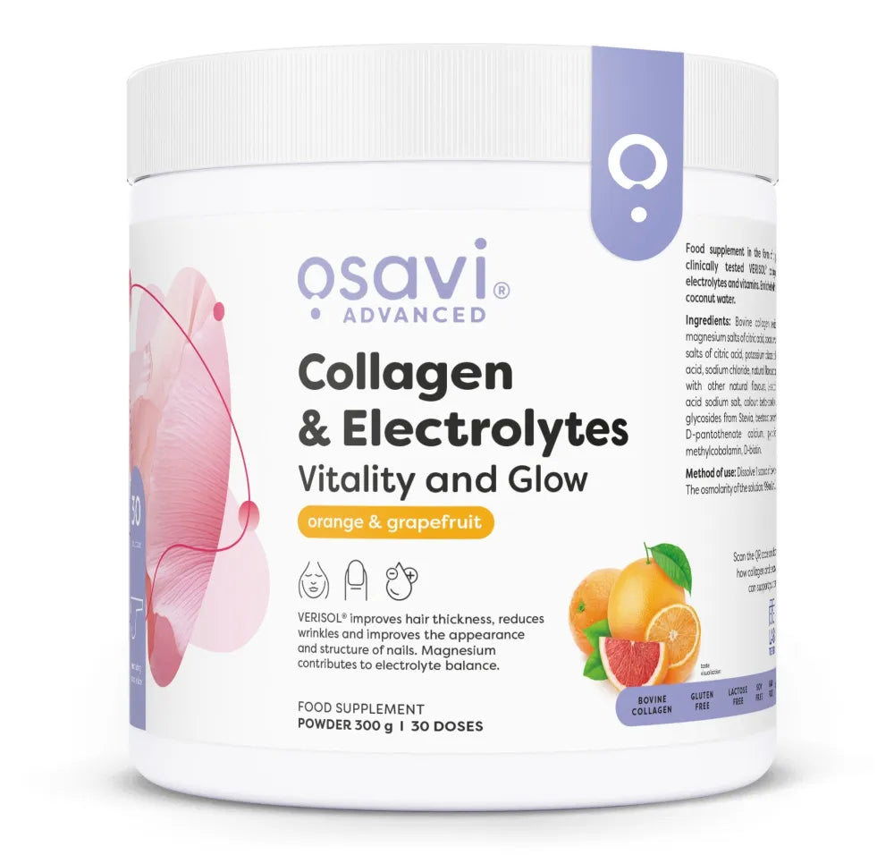Collagen Electrolytes Vitality and Glow Orange & Grapefruit - 300g - Osavi - Papildai
