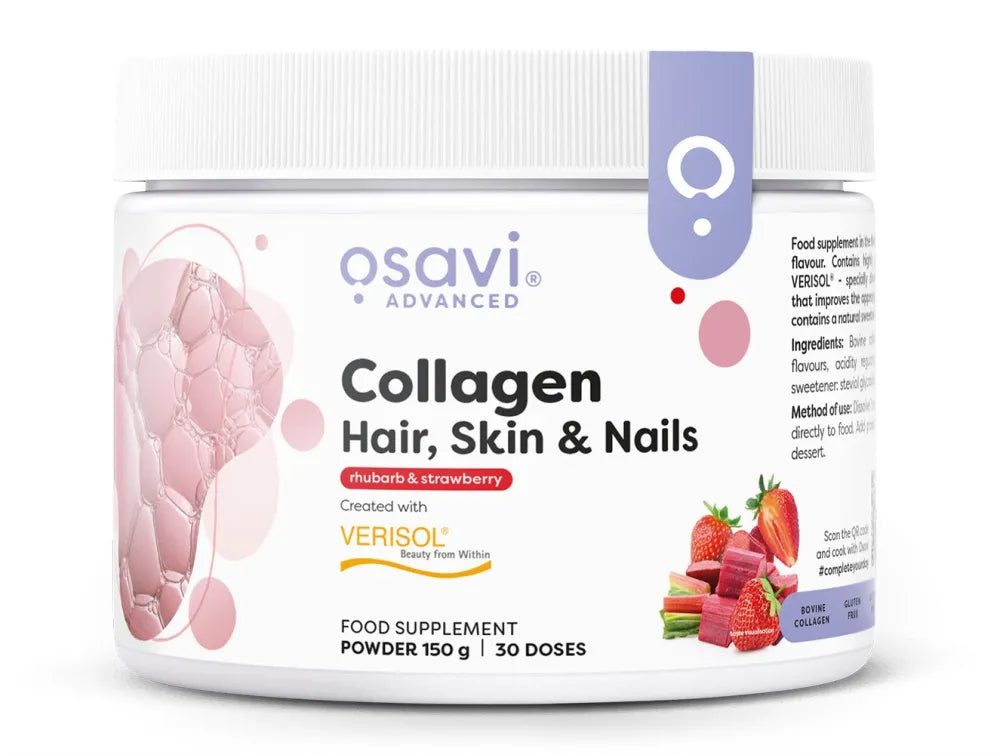 Collagen Peptides (Hair Skin & Nails) Rhubarb Strawberry - 150g - Osavi - Maistas
