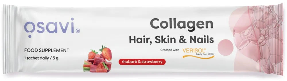 Collagen Peptides (Hair Skin & Nails) Rhubarb Strawberry - 5g (1 serving) - Osavi - Maistas