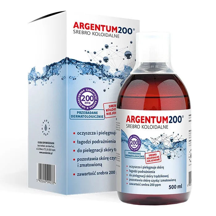 Colloidal Silver 200 ppm Argentum200 tonic 500 ml - AURA HERBALS - Kosmetika