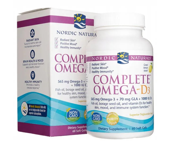 Complete Omega-D3 565mg Lemon - 60 softgels - Nordic Naturals - Papildai
