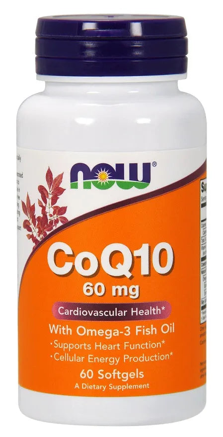 CoQ10 with Omega-3 60mg - 60 softgels - NOW Foods - Papildai