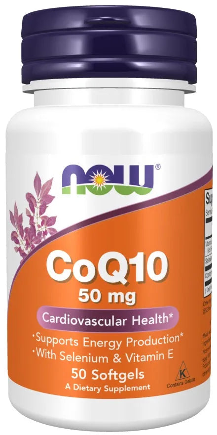 CoQ10 with Selenium & Vitamin E 50mg - 50 softgels - NOW Foods - Papildai