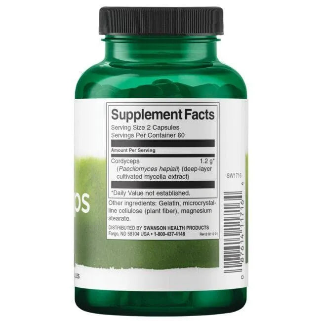Cordyceps - 600mg - N120 - Žolelių Kordicepsas - Swanson - Papildai