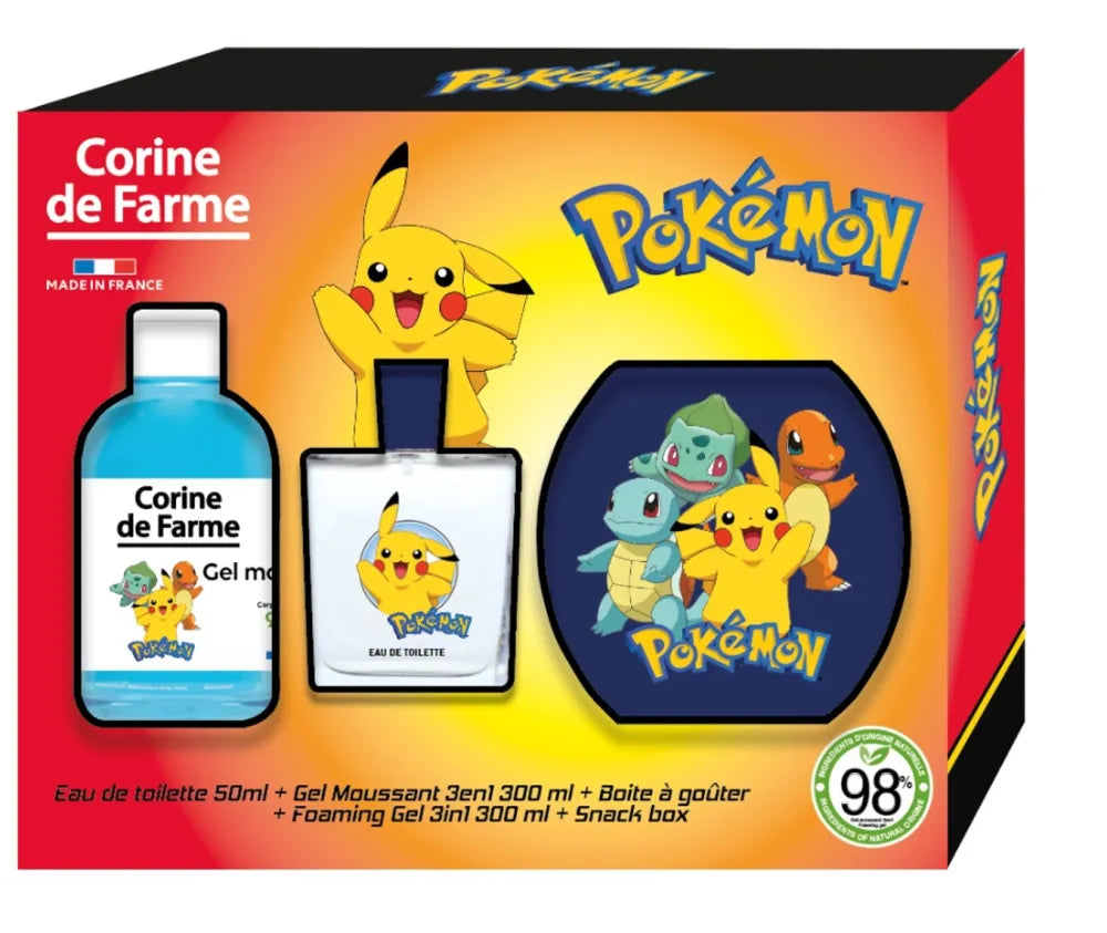 CORINE DE FARME Disney Pokemon dovanų rinkinys (tualetinis vanduo 30ml + 3in1 putojantis gelis 300ml + užkandžių