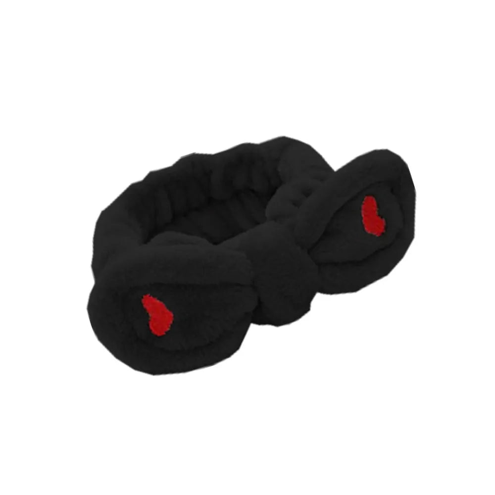 Cosmetic hairband with hearts - black 1pc - Kosmetika