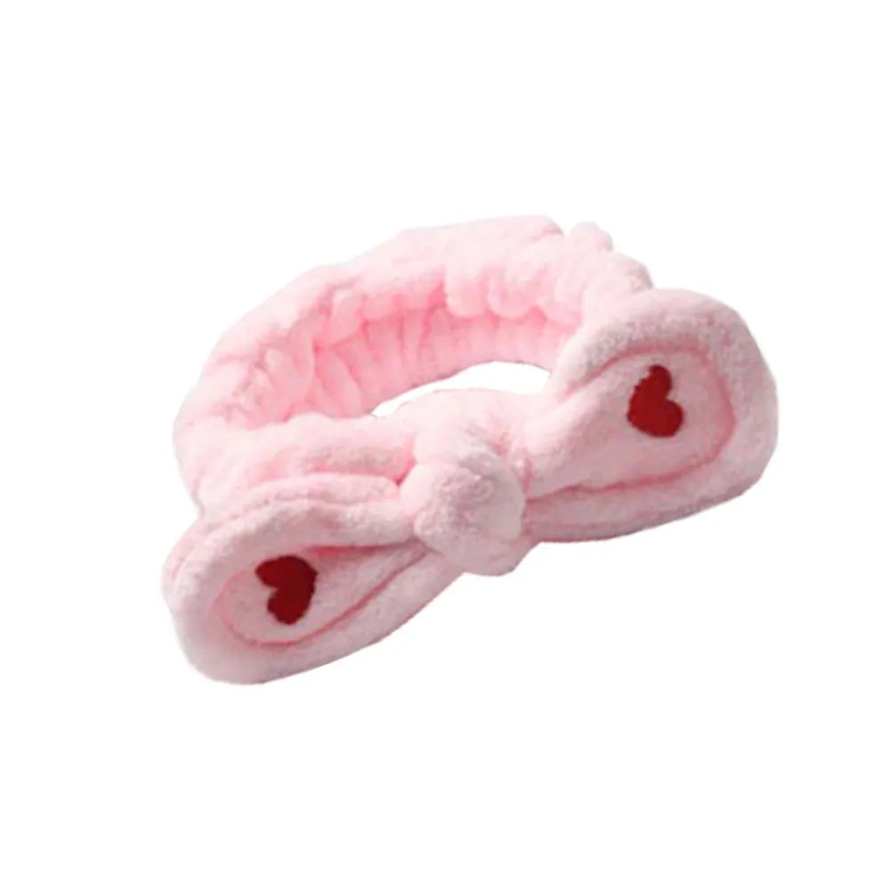 Cosmetic hairband with hearts - pink 1pc - Kosmetika