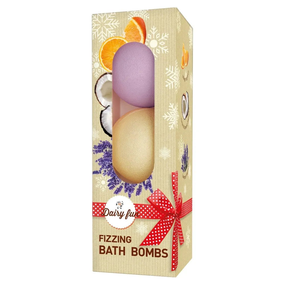 Dairy Fun Fizzing Bath Balls - apelsinas kokosų brownies levanda 1op.(3x100g) - Kosmetika
