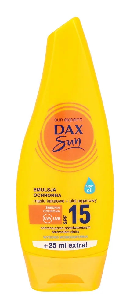 Dax Sun Protective Emulsion for Tanning SPF 15 su Kakavos sviestu ir Arganų aliejumi 175ml - Kosmetika