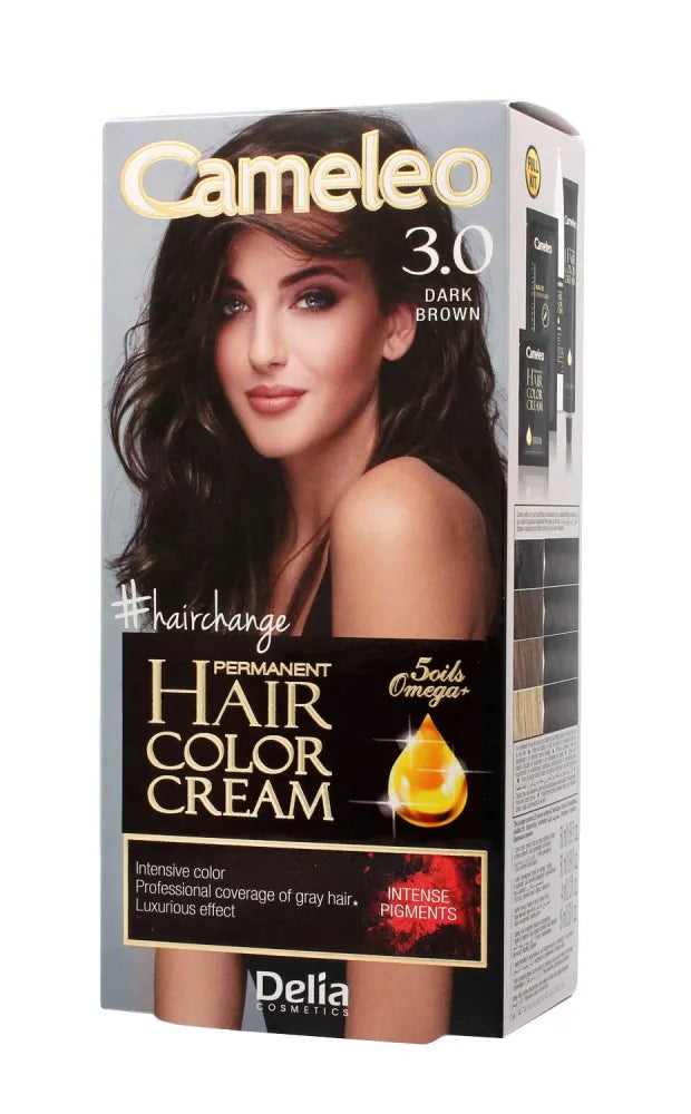 Delia Cosmetics Cameleo Permanent Hair Color Omega+ Nr. 3.0 Tamsiai rudas - Kosmetika