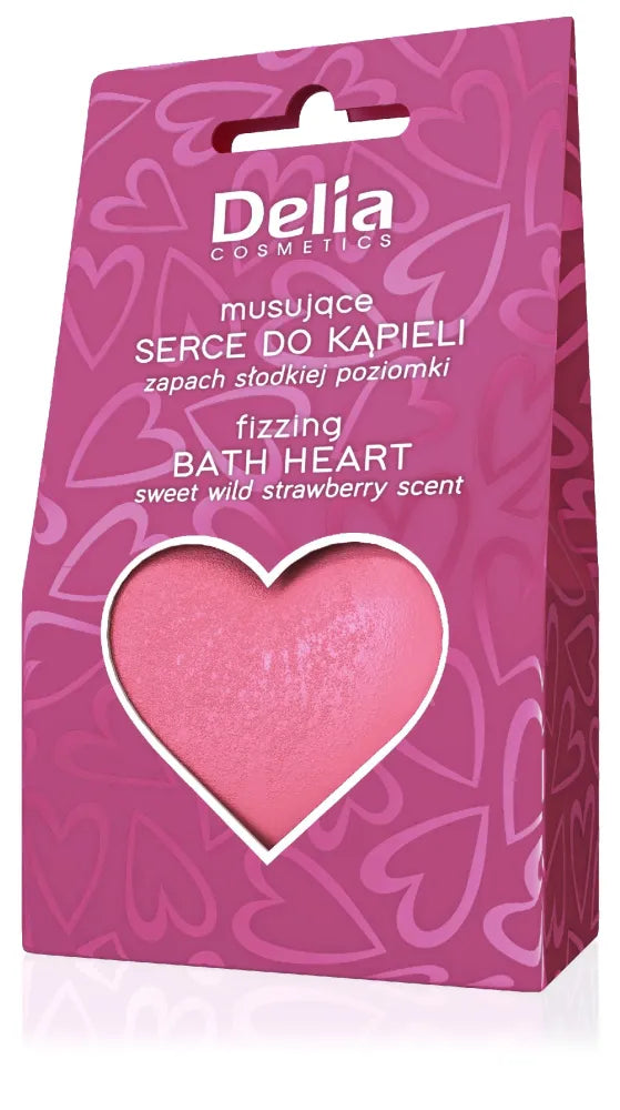 DELIA Sweet Wild Strawberry Scented Effervescent Bath Heart 100g - Kosmetika