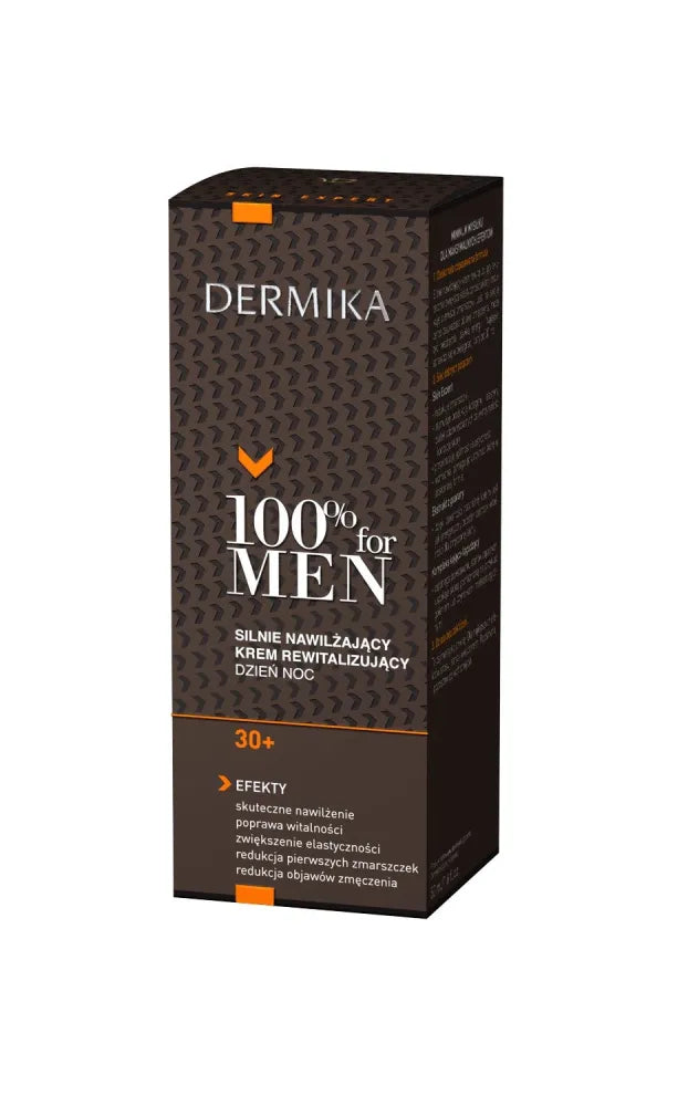 Dermika 100% for Men Cream 30+ intensyviai drėkinantis ir atgaivinantis dienai nakčiai 50ml - Kosmetika