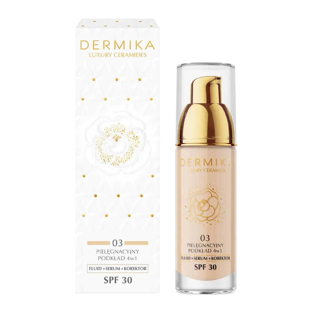 DERMIKA Luxury Ceramides 4-in-1 Care Foundation SPF30 atspalvis 03 30 ml - Kosmetika