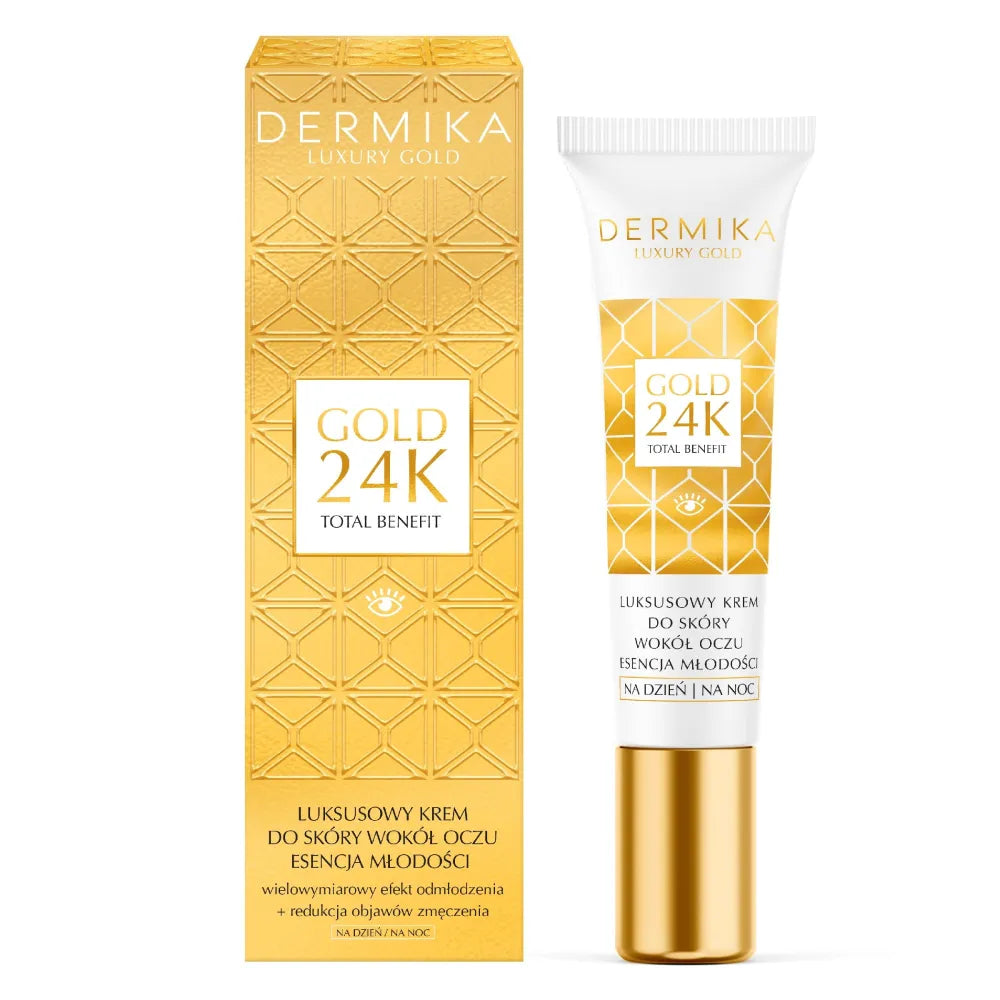 Dermika Luxury Gold 24K Total Benefit Eye Cream - Jaunystės esencija dienai ir nakčiai 15ml - Kosmetika