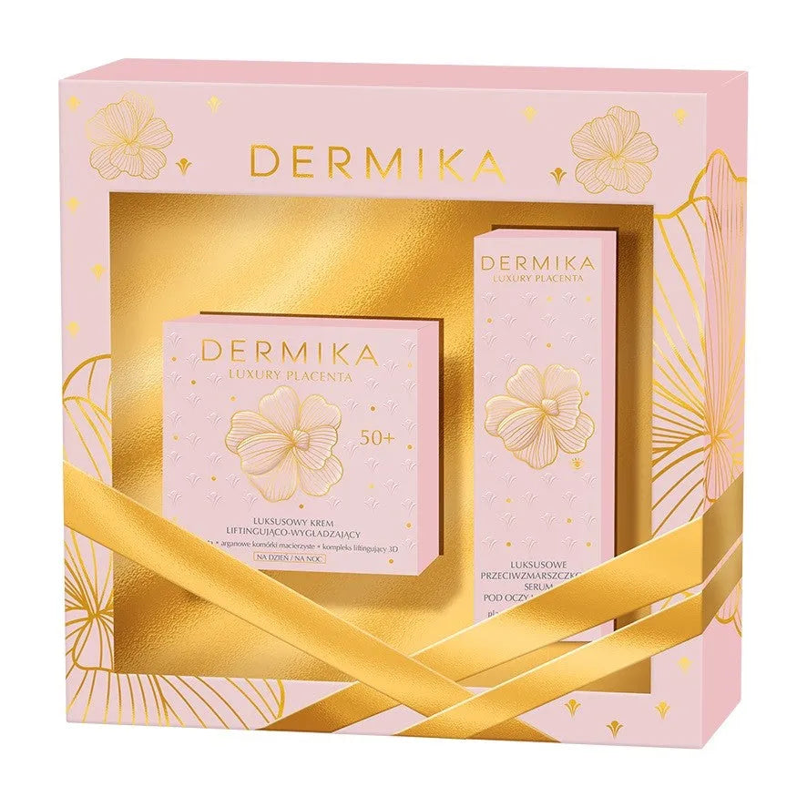 Dermika Luxury Placenta 50+ dovanų rinkinys (Dieninis ir naktinis kremas 50ml + Akių serumas 30ml) - Kosmetika