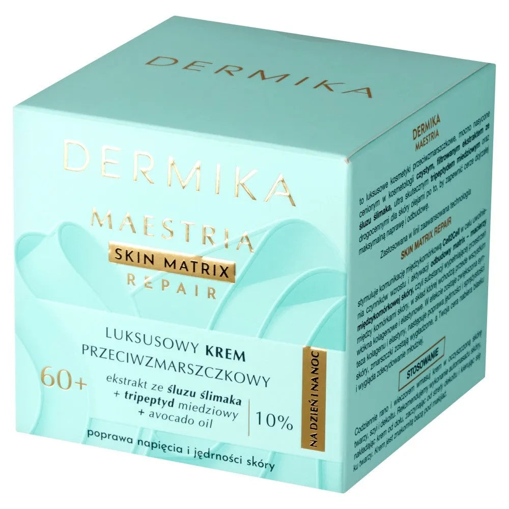 DERMIKA Maestria Skin Matrix Repair Luxury Anti-Wrinkle Cream 60+ su sraigių gleivėmis (10% ) dienai ir nakčiai 50ml