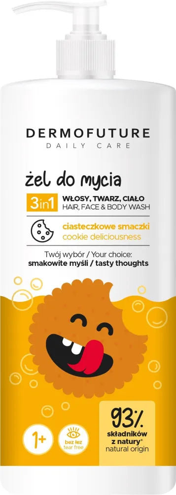 Dermofuture Daily Care Kids 3in1 Gel veidui kūnui ir plaukams sausainių skonio 500ml - Kosmetika