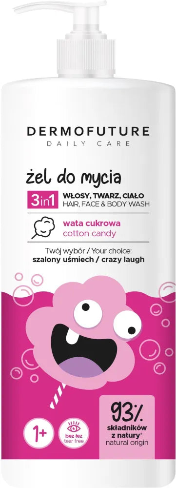 Dermofuture Daily Care Kids 3in1 Gel veidui kūnui ir plaukams Candy Cotton 500ml - Kosmetika