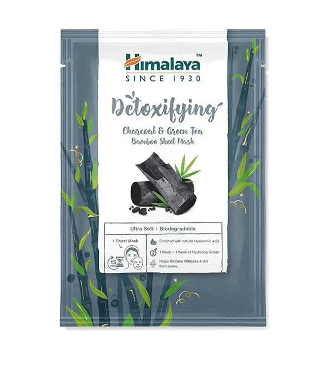Detoxifying Charcoal & Green Tea Bamboo Sheet Mask - 30 ml - Himalaya - Kosmetika