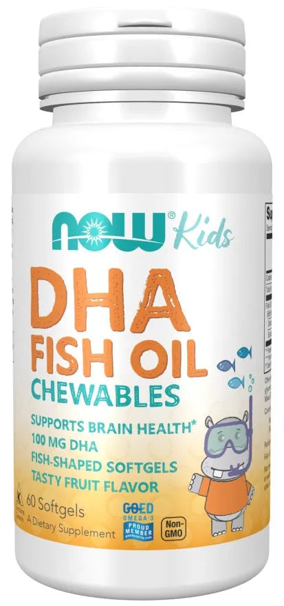 DHA Kids Fish Oil Chewables 100mg - 60 softgels - NOW Foods - Papildai