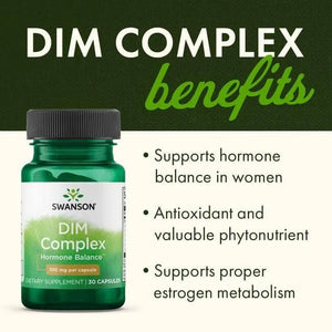 DIM Complex - Hormonų Balansas - 100 mg - N30 - Swanson - Papildai