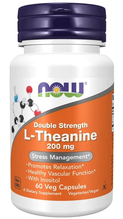 Double Strength L-Theanine 200mg - 60 vcaps - NOW Foods - Papildai